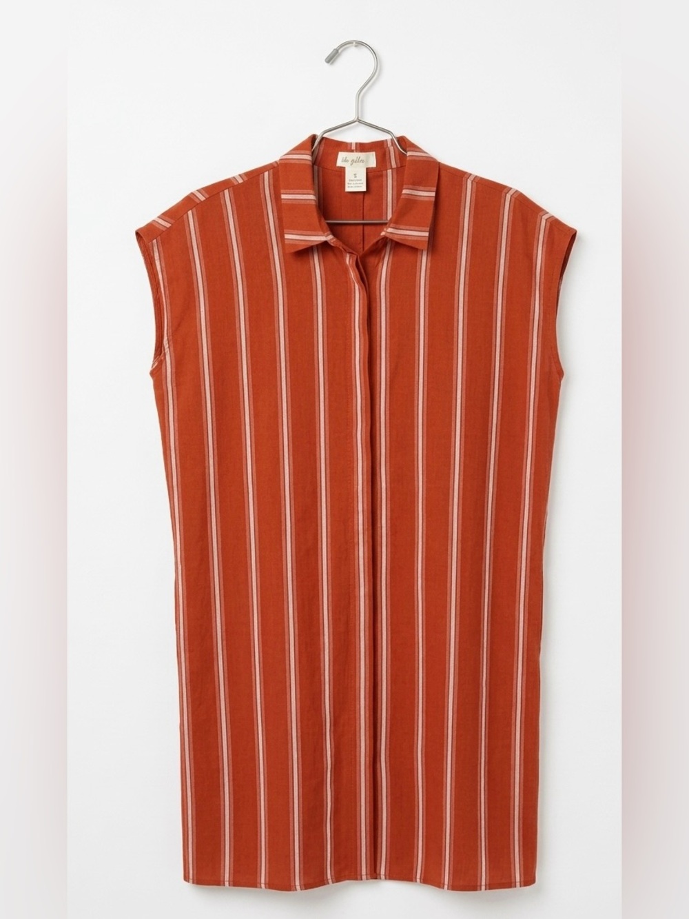 Women’s Rust Striped Coastal Collared Button Up Mini Dress or Coverup - size s
